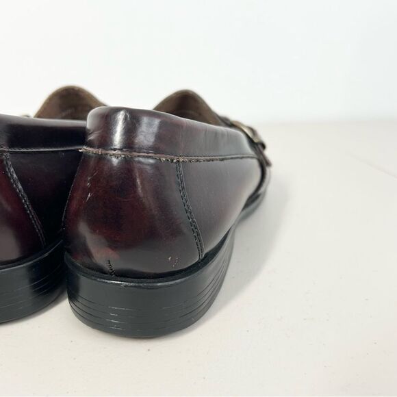 Bass Parker Leather Slip On Loafer Burgundy With Buckle 0293601 9.5 - Picture 7 of 12